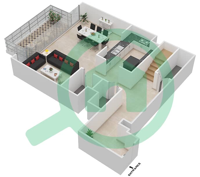 BLVD裙楼 - 2 卧室公寓单位207戶型图 interactive3D