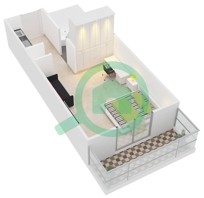 大道中央大厦裙楼 - 单身公寓套房4,6,8 FLOOR 5戶型图 interactive3D