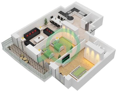 Princess Tower - 2 Bed Apartments Unit 5 Floor 7-70 Floor plan
