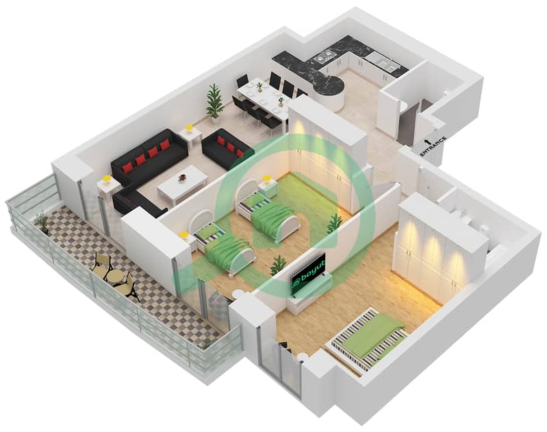 Floor plans for Unit 5 FLOOR 770 2bedroom Apartments in