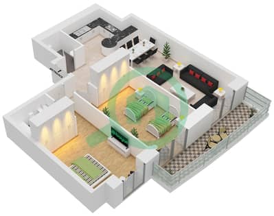 Princess Tower - 2 Bed Apartments Unit 4 Floor 7-70 Floor plan