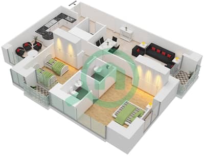 Princess Tower - 2 Bed Apartments Unit 1 Floor plan