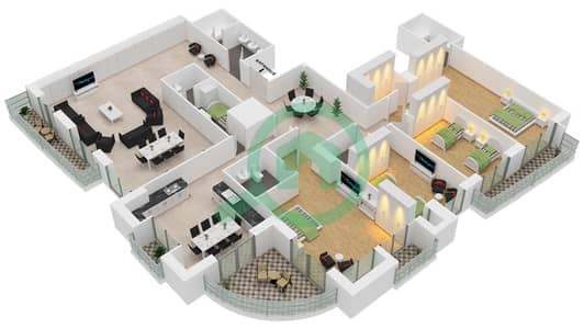 Princess Tower - 4 Bed Apartments Type B Floor plan