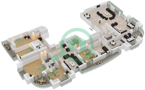 Princess Tower - 5 Bed Apartments Type A1 Floor plan