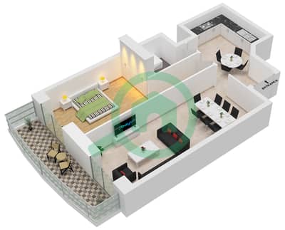 Princess Tower - 1 Bedroom Apartment Unit 10 Floor plan