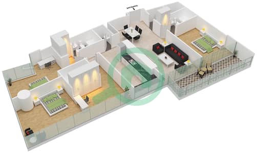 Ocean Heights - 3 Bedroom Apartment Unit 1 Floor plan