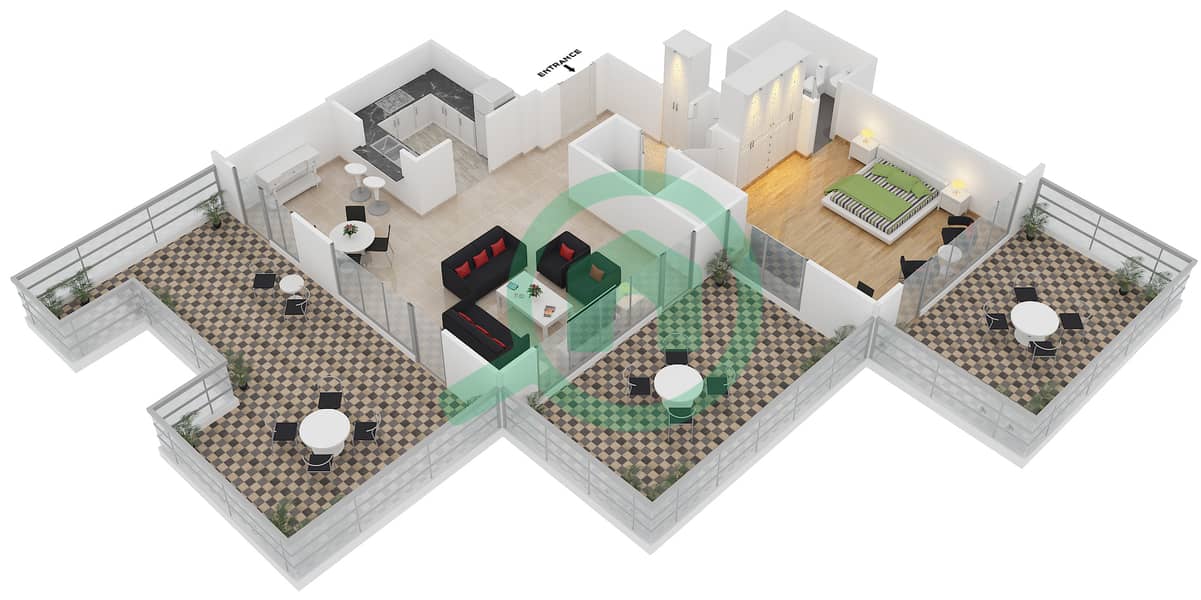 المخططات الطابقية لتصميم التصميم 1 FLOOR 33 شقة 1 غرفة نوم - 29 بوليفارد 1 interactive3D