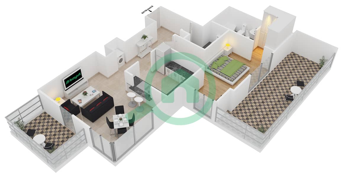 Floor plans for Suite 7 FLOOR 29 1bedroom Apartments in