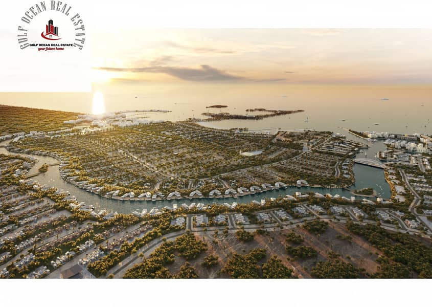 Land for sale on the sea between Dubai and Abdh, for the first time, in installments up to 7 years after handover