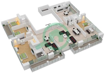 المخططات الطابقية لتصميم الوحدة 1 بنتهاوس 4 غرف نوم - ويست أفينيو