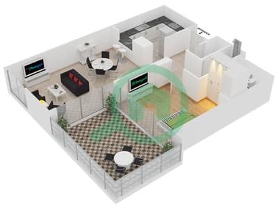 Al Murjan Tower - 1 Bedroom Apartment Unit 02 / FLOOR 32 Floor plan