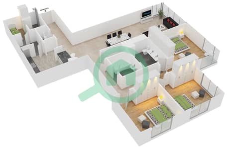 阿尔穆尔扬大厦 - 3 卧室公寓单位03 / FLOOR 1戶型图