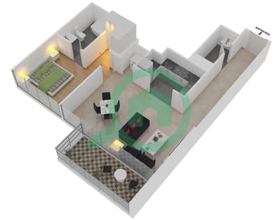 Downtown Views - 1 Bedroom Apartment Type/unit B/2,9 FLOOR 10-19,21-41 Floor plan
