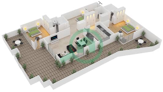 Аль Мурджан Тауэр - Апартамент 3 Cпальни планировка Единица измерения G06 / GROUND FLOOR