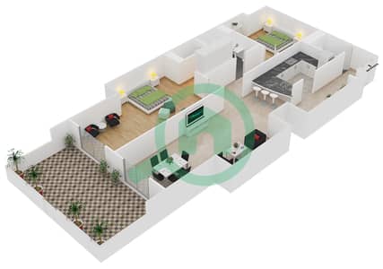 Al Murjan Tower - 2 Bed Apartments Unit G07 / Ground Floor Floor plan