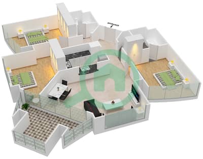 The Torch - 3 Beds Apartments type A Floor plan