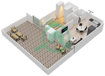 المخططات الطابقية لتصميم النموذج / الوحدة 7/2A شقة 1 غرفة نوم - برج بلفيو 2