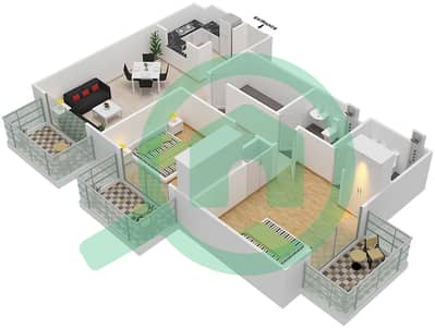 埃尔兹公寓 - 2 卧室公寓类型／单位2-2 BR / 3戶型图