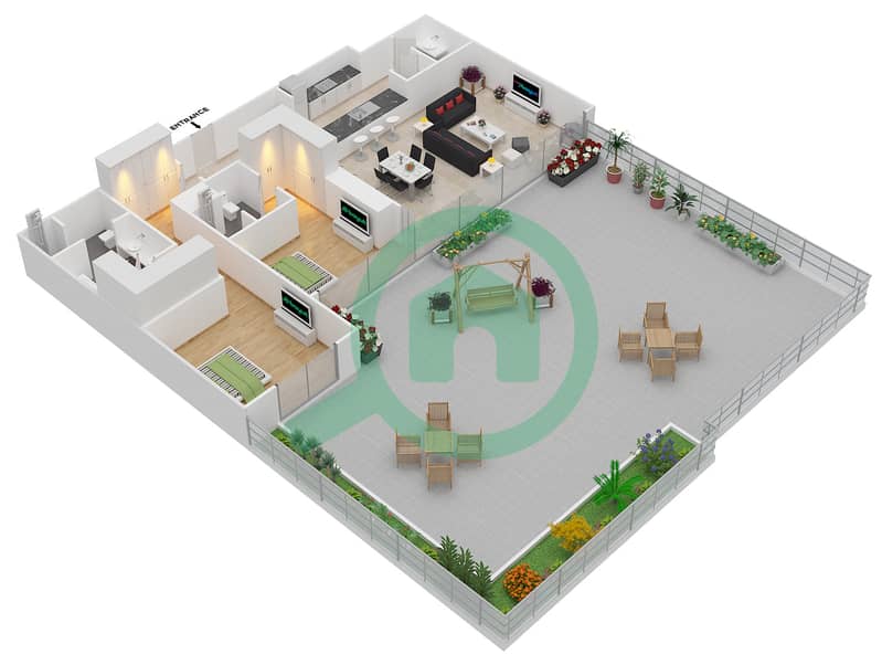 DT1 Тауэр - Апартамент 2 Cпальни планировка Единица измерения 306 interactive3D