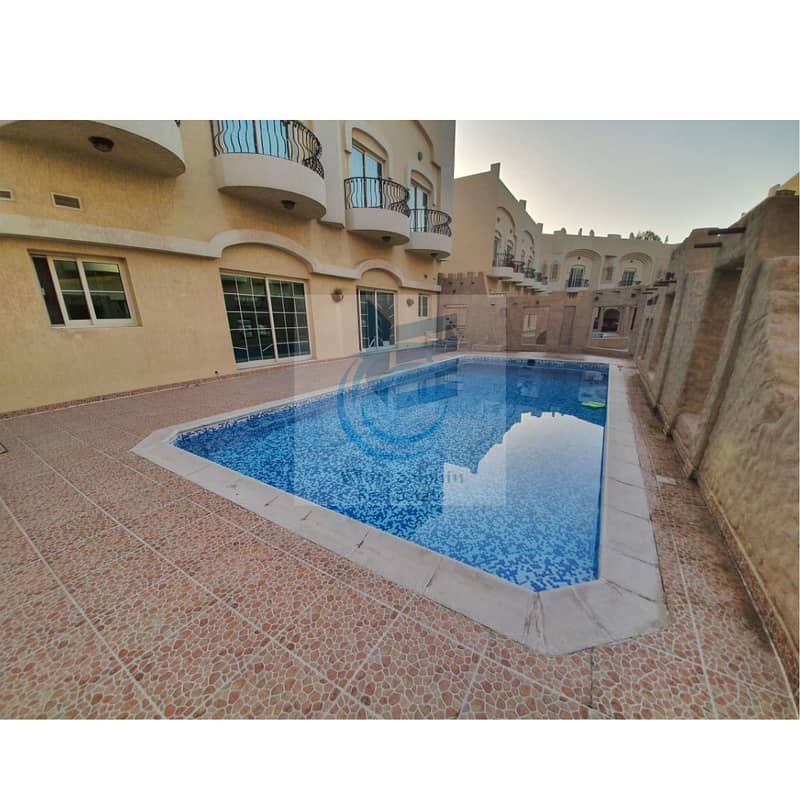 LARGE 3 BEDROOM VILLA WITH BALCONY I SHARED POOL  AND MAIDS ROOM I PVT BACKYARD AND ENTRANCE I CLOSED KITCHEN I ATTACHED WARDROBE I AWAY FROM FLIGHT PATH FOR JUST AED 70000/- PA