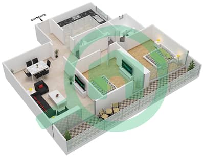 Nasser Tower - 2 Bedroom Apartment Type F01 FIRST FLOOR Floor plan