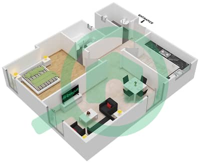 المخططات الطابقية لتصميم النموذج F07  FLOOR 2-20 شقة 1 غرفة نوم - برج ناصر