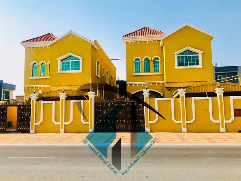 Villa for sale in Ajman, a very excellent location, wonderful finishing without initial payment, and monthly installments for a period of 25 years with a large bank indulgence
