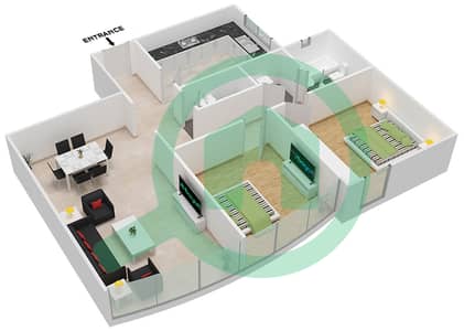 Nasser Tower - 2 Bedroom Apartment Type F09 FLOOR 2-20 Floor plan