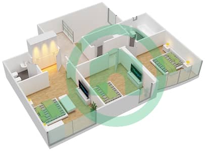المخططات الطابقية لتصميم النموذج F01 DUPLEX شقة 3 غرف نوم - برج ناصر
