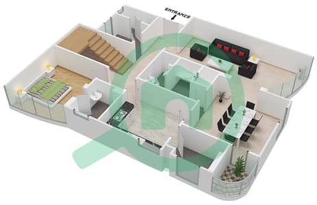 المخططات الطابقية لتصميم النموذج F02 DUPLEX شقة 5 غرف نوم - برج ناصر
