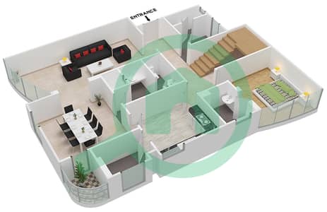 المخططات الطابقية لتصميم النموذج F03 DUPLEX شقة 5 غرف نوم - برج ناصر