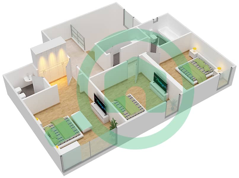 المخططات الطابقية لتصميم النموذج F05 DUPLEX شقة 3 غرف نوم - برج ناصر First Floor image3D