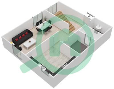 المخططات الطابقية لتصميم النموذج F08 DUPLEX شقة 2 غرفة نوم - برج ناصر