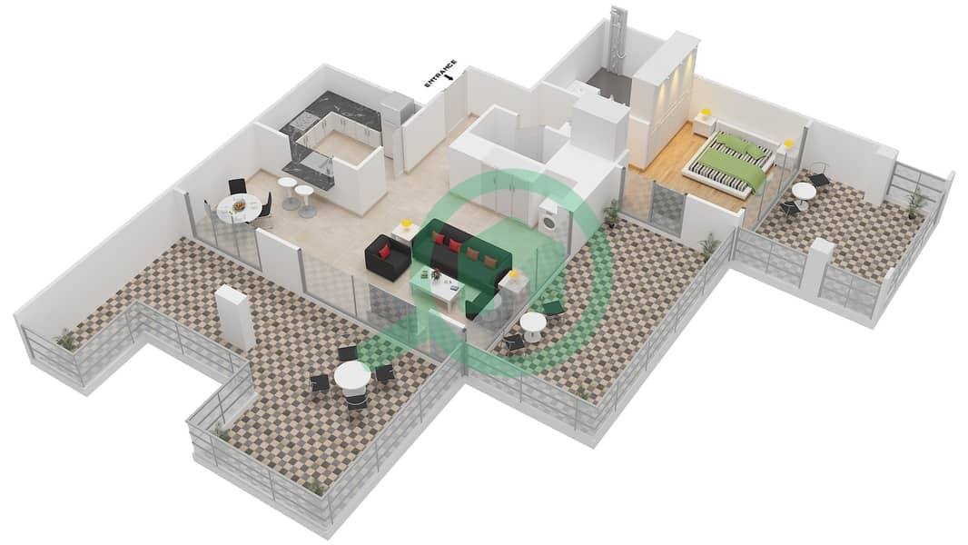 المخططات الطابقية لتصميم التصميم 1 FLOOR 33 شقة 1 غرفة نوم - 29 بوليفارد 2 interactive3D