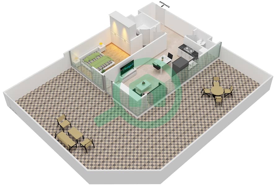 Bellevue Tower 1 - 1 Bedroom Apartment Type/unit 6/6B Floor plan interactive3D