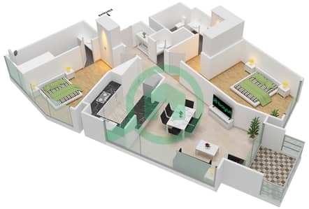 贝尔维尤1号大厦 - 2 卧室公寓类型／单位04/6A戶型图