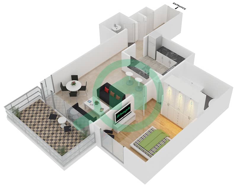 المخططات الطابقية لتصميم التصميم 6 FLOOR 5,6-26 شقة 1 غرفة نوم - 29 بوليفارد 2 interactive3D