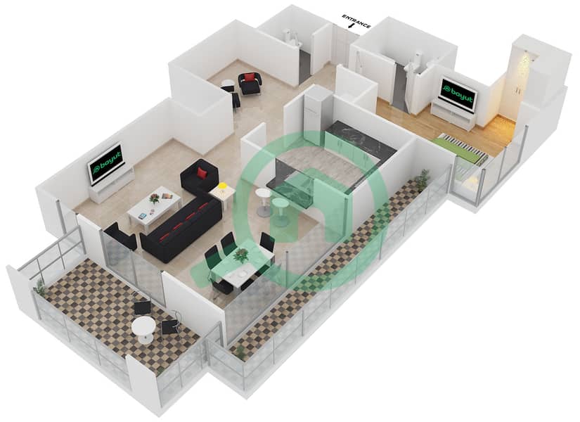 29 Boulevard 2 - 1 Bedroom Apartment Suite 8 FLOOR 21 Floor plan interactive3D