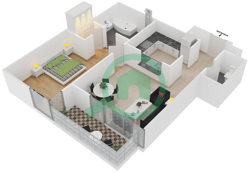 المخططات الطابقية لتصميم التصميم 10 FLOOR 4-5,6-26 شقة 1 غرفة نوم - 29 بوليفارد 2 interactive3D