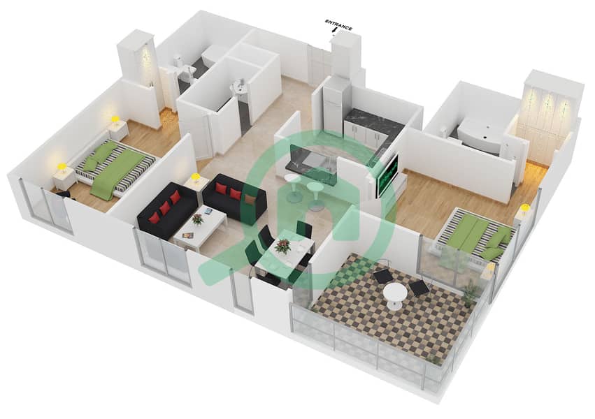29 Boulevard 2 - 2 Bedroom Apartment Suite 2 FLOOR 4-5 Floor plan interactive3D