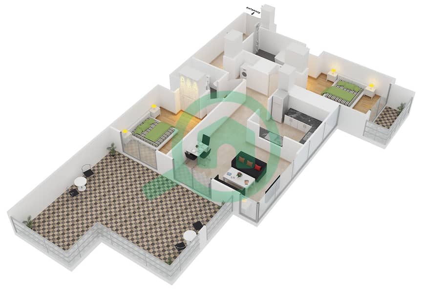 Floor plans for Suite 4 FLOOR 33 2bedroom Apartments in