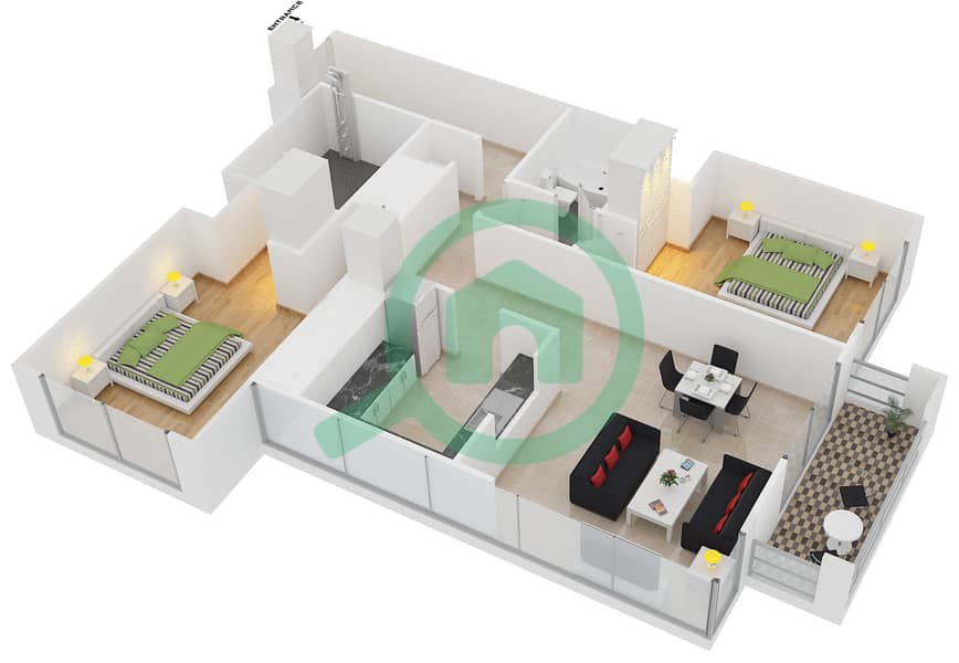 Floor plans for Suite 5 FLOOR 3443 2bedroom Apartments
