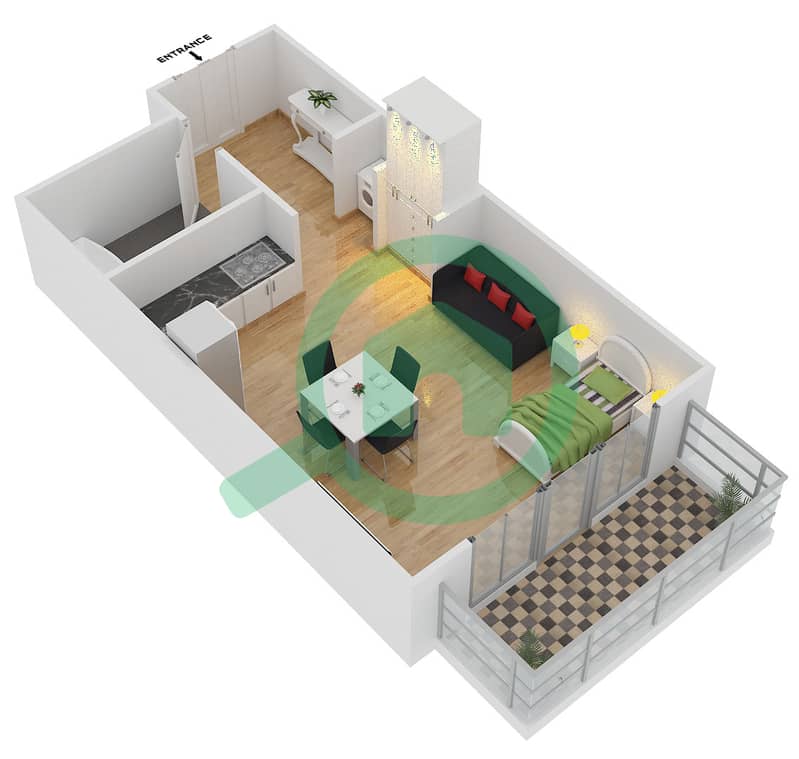 29大道2号塔楼 - 单身公寓套房3 FLOOR 6-32戶型图 interactive3D