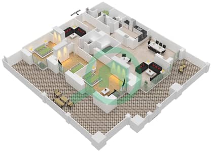 Al Anbar Tower - 3 Bedroom Apartment Unit 1 / GROUND FLOOR Floor plan