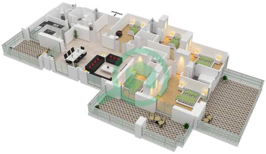 Al Anbar Tower - 5 Bedroom Penthouse Unit 3 / FLOOR 12 Floor plan