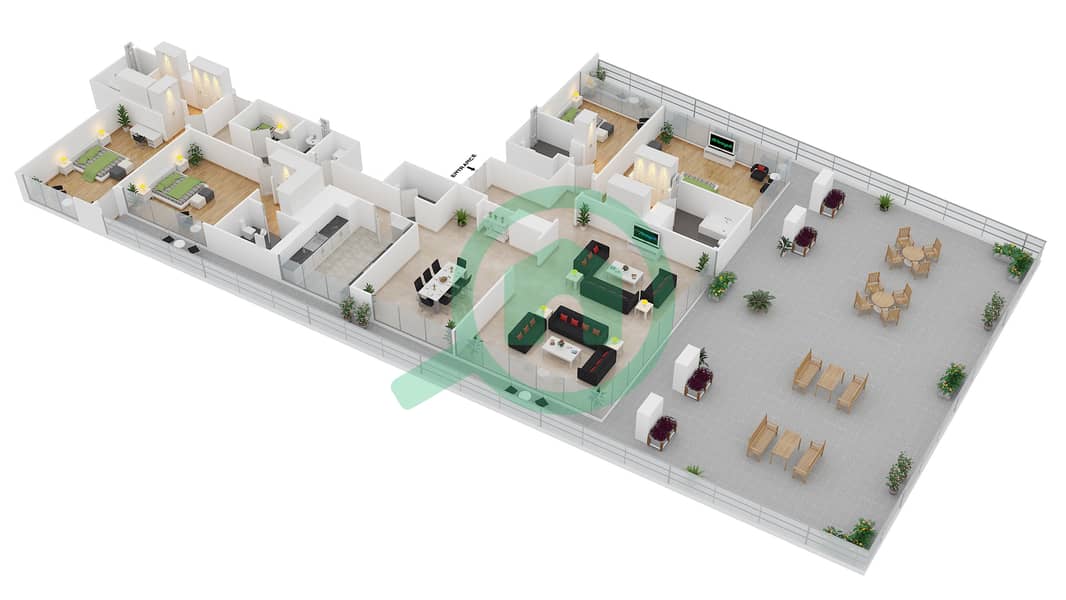 Мада Резиденсес - Апартамент 4 Cпальни планировка Тип 3 FLOOR 32 interactive3D