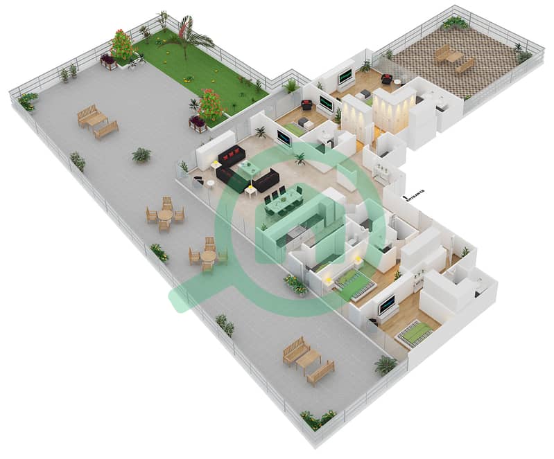 Мада Резиденсес - Апартамент 4 Cпальни планировка Тип 2 FLOOR 5 interactive3D