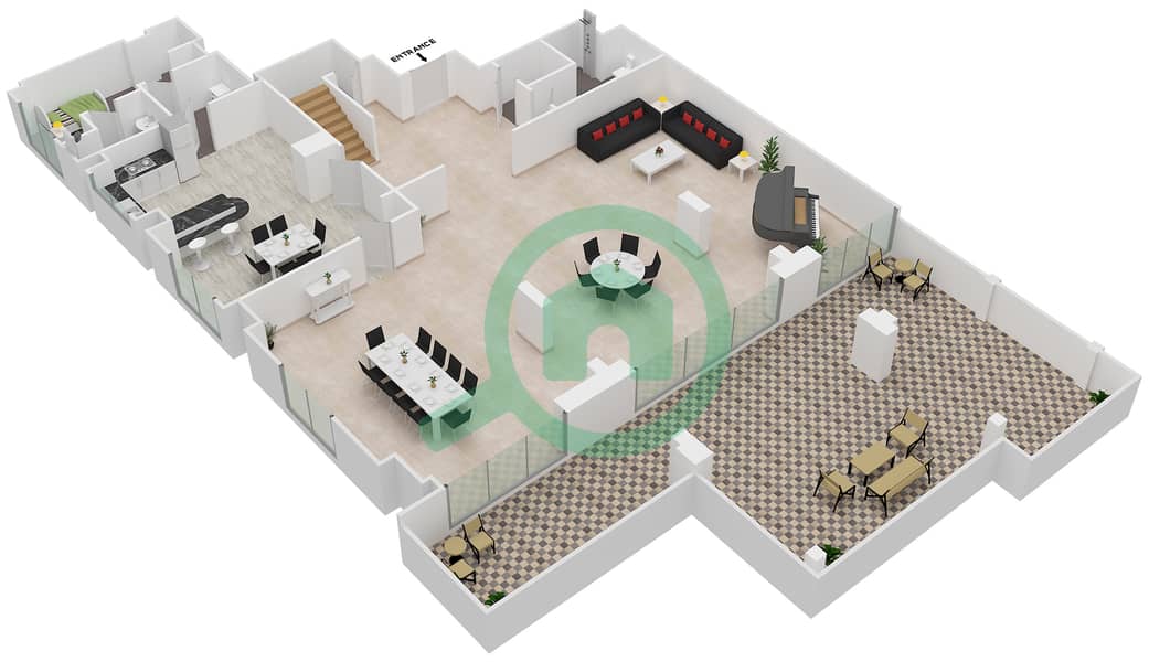 Al Anbar Tower - 3 Bedroom Penthouse Unit 1 / DUPLEX Floor plan interactive3D