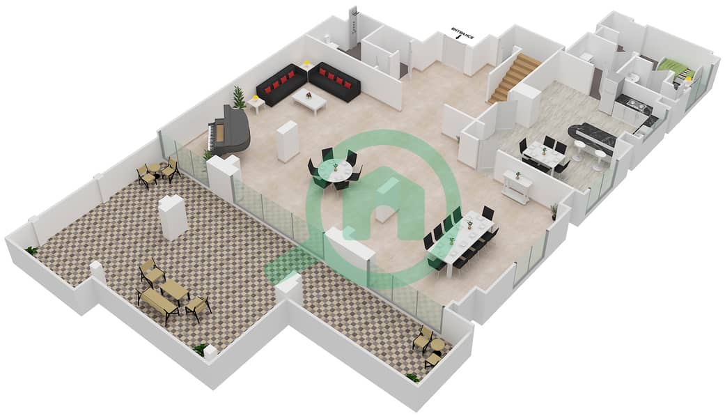 阿尔安巴尔大厦 - 3 卧室顶楼公寓单位4 / DUPLEX戶型图 interactive3D