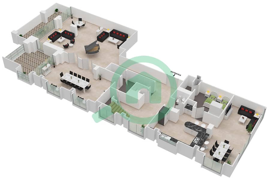 المخططات الطابقية لتصميم الوحدة 2 / DUPLEX بنتهاوس 5 غرف نوم - برج العنبر interactive3D